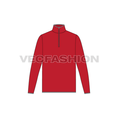 A vector template for Men's Mock neck Under Jacket, front view