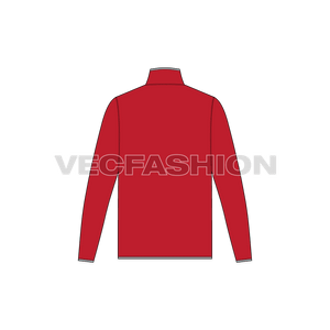 A vector template for Men's Mock neck Under Jacket, it can be worn as a top layer if not too cold or can be worn as an Under Jacket, back view