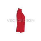 Mens mock neck under jacket flat sketch, side view
