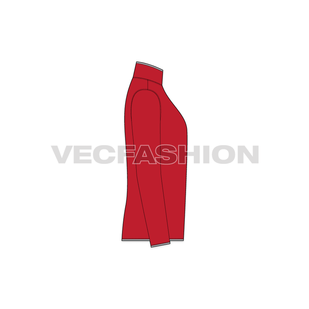 A vector template for Men's Mock neck Under Jacket, side view
