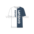 Mens motivational graphic tee flat sketch, front view