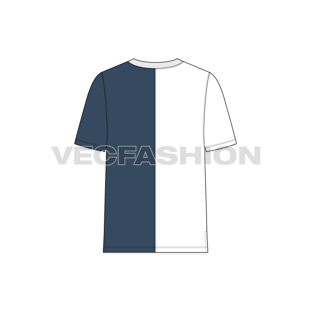 Mens motivational graphic tee flat sketch, back view