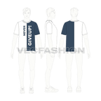 Mens motivational graphic tee flat sketch, croqui sketch