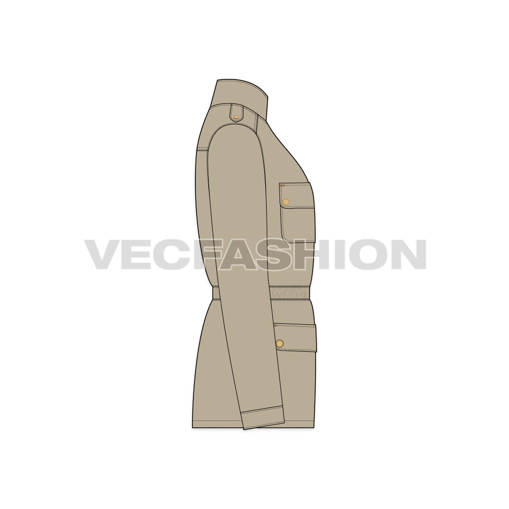 Mens Mountain Jacket flat sketch, side view