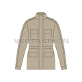 Mens Mountain Jacket flat sketch, front view