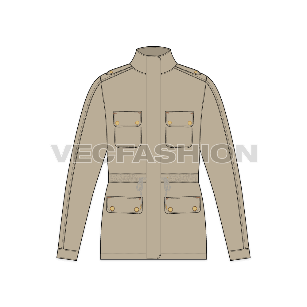 Mens Mountain Jacket flat sketch, front view