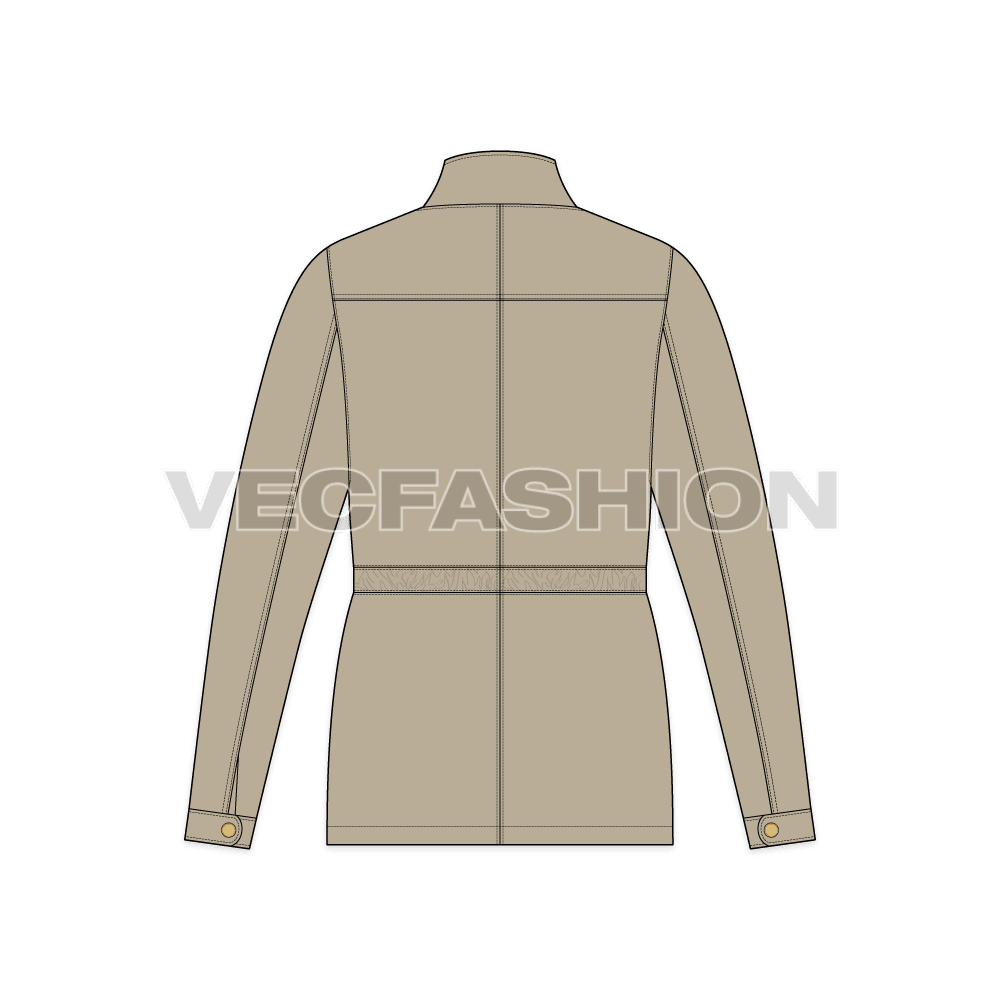 Mens Mountain Jacket flat sketch, back view