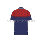 Mens nautical polo shirt flat sketch, back view