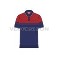 Mens nautical polo shirt flat sketch, front view