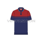 Mens nautical polo shirt flat sketch, front view