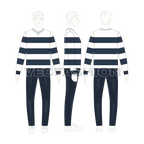 Mens nautical sweatshirt flat sketch, croqui sketch