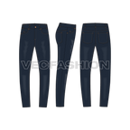 Mens nautical sweatshirt flat sketch, matching denim jeans