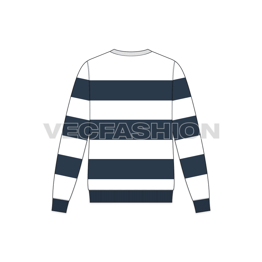 Mens nautical sweatshirt flat sketch, back view