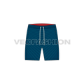 Mens nautical themed swim shorts flat sketch, front view