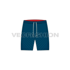 Mens nautical themed swim shorts flat sketch, front view