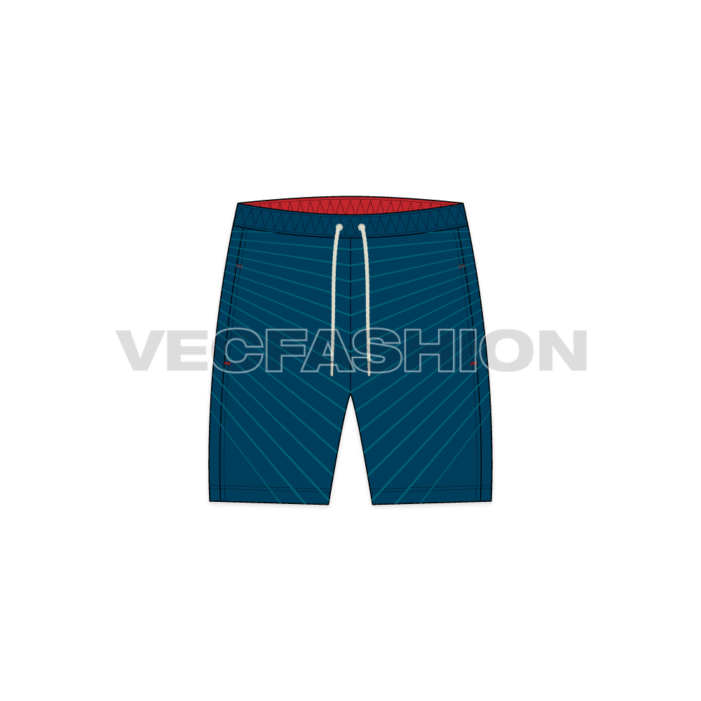 Mens Nautical Themed Swim Shorts front view
