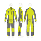 Mens one piece ski suit flat sketch, on croqui