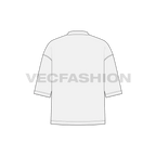 Mens open neck drop shoulder sweater flat sketch, back view