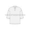 Mens open neck drop shoulder sweater flat sketch, front view
