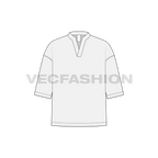 Mens open neck drop shoulder sweater flat sketch, front view