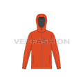 Mens Outdoor Climbing Jacket Vector Template flat sketch, front view
