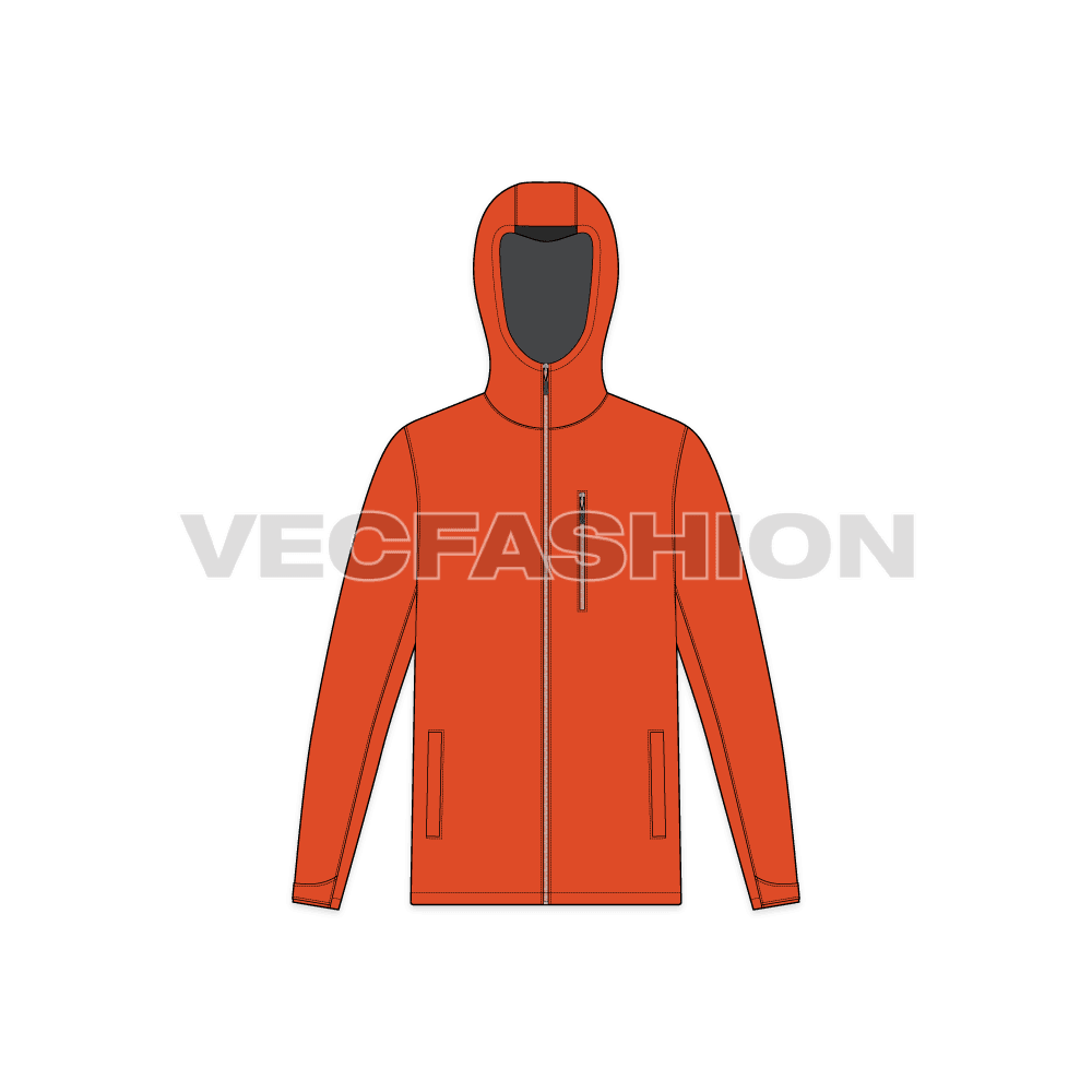 Mens Outdoor Climbing Jacket Vector Template front view
