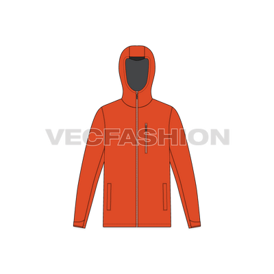 Mens Outdoor Climbing Jacket Vector Template front view