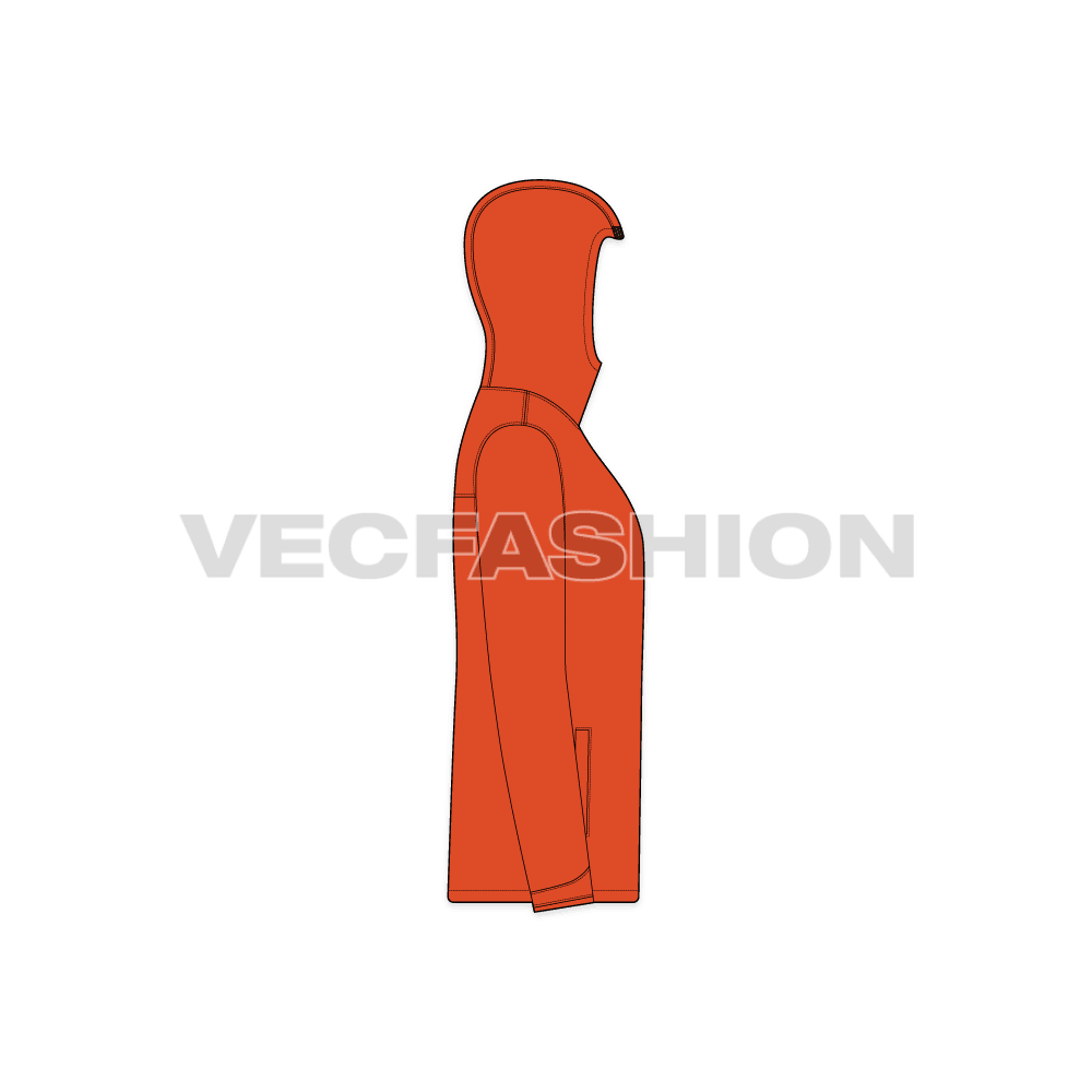 Mens Outdoor Climbing Jacket Vector Template flat sketch, side view