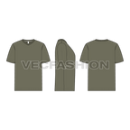 Mens t-shirt vector illustrator sketch showing front, side and back views. 