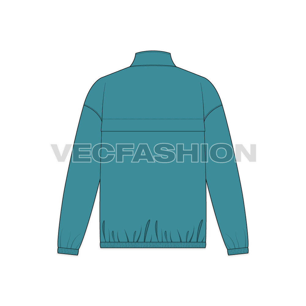 Mens Outdoor Windbreaker flat sketch, back view