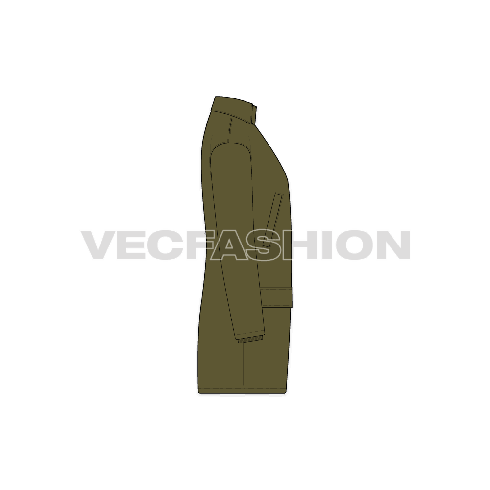 Mens Outerwear Jacket flat sketch, side view