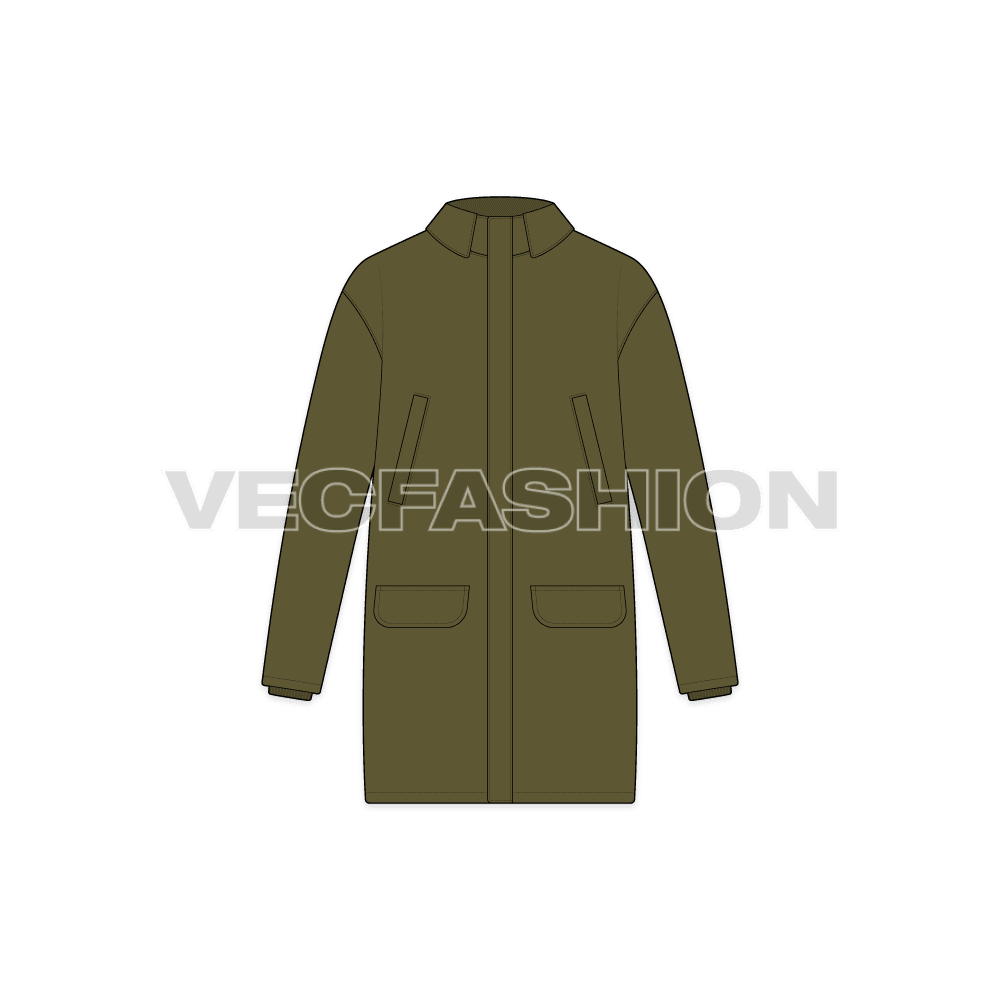 Mens Outerwear Jacket flat sketch, front view