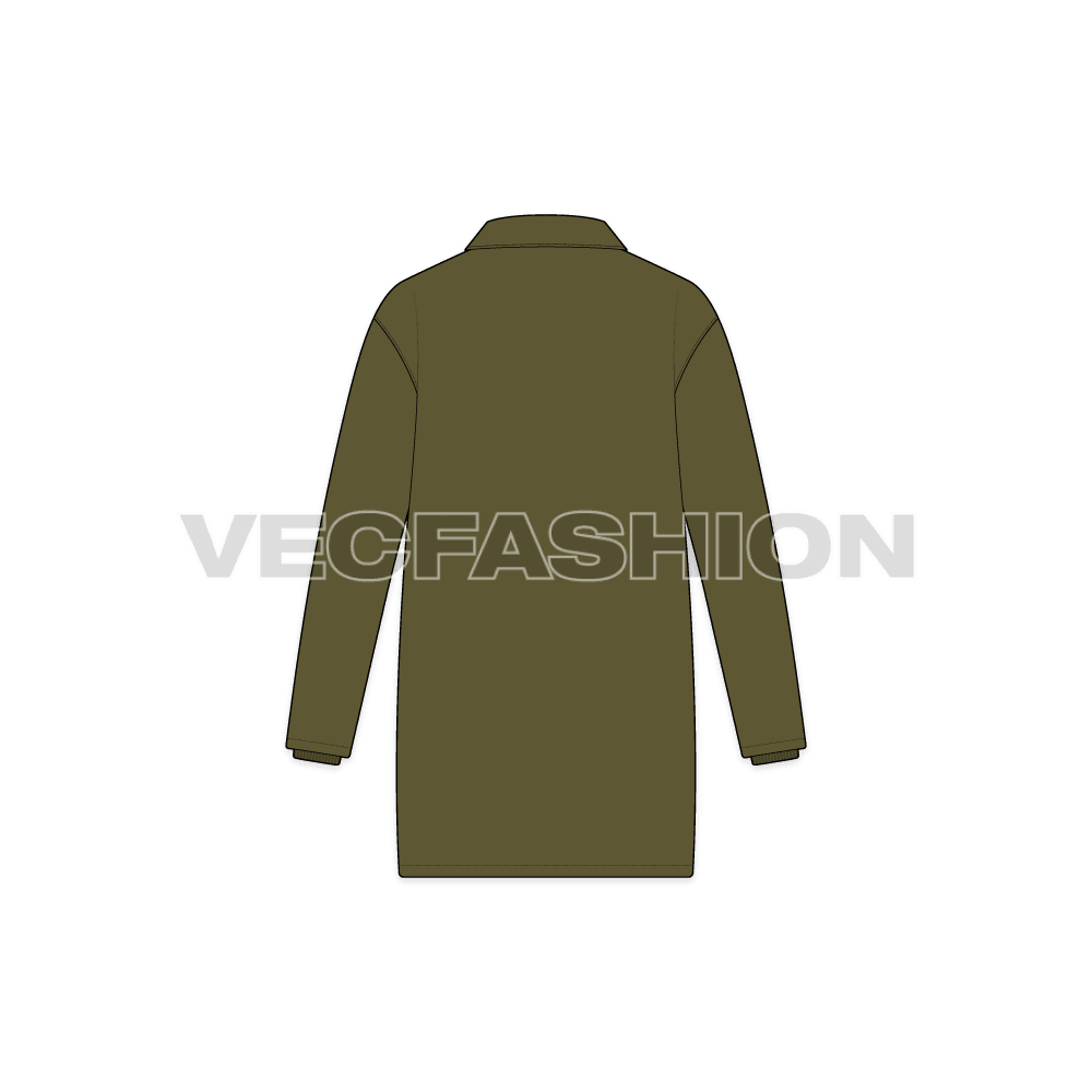 Mens Outerwear Jacket flat sketch, back view