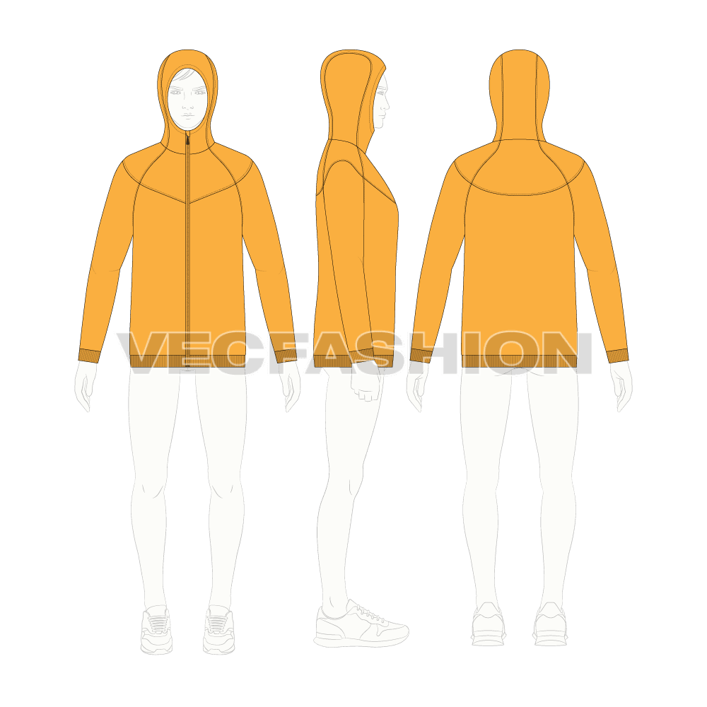 Mens Outerwear Jacket flat sketch, croqui sketch