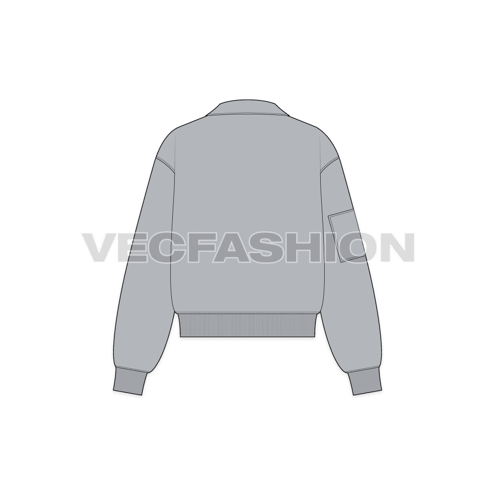 Mens Oversized Bomber Jacket flat sketch, back view