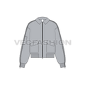 Mens Oversized Bomber Jacket flat sketch, front view