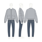 Mens Oversized Bomber Jacket flat sketch, croqui sketch