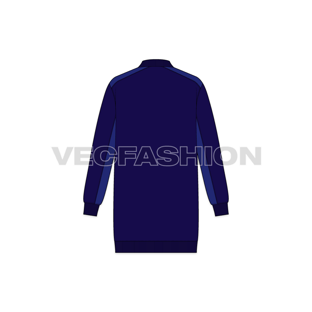Mens Oversized Bomber Jacket flat sketch, back view