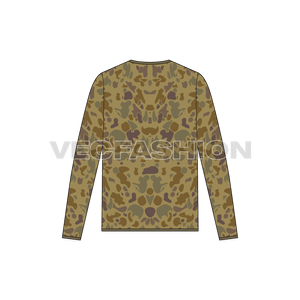 mens vector sketch for Camo Cardigan, camo, camouflage, jumper, pullover showing back view