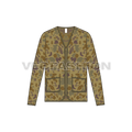 Mens oversized camo cardigan flat sketch, front view