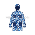 Mens Oversized Camo Jacket flat sketch, front view