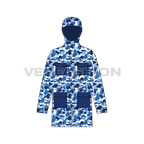 Mens Oversized Camo Jacket flat sketch, front view