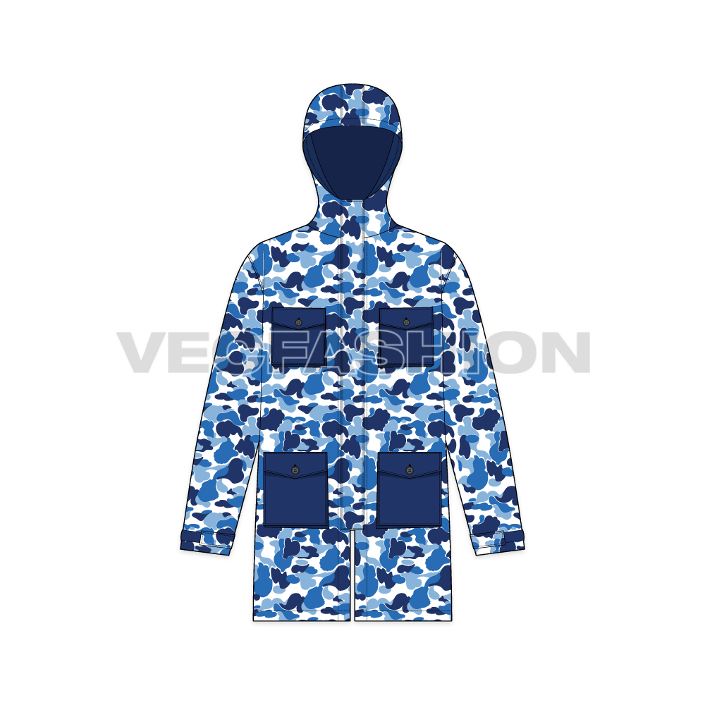 Mens Oversized Camo Jacket front view