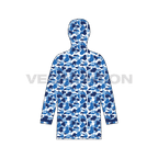 Mens Oversized Camo Jacket flat sketch, back view