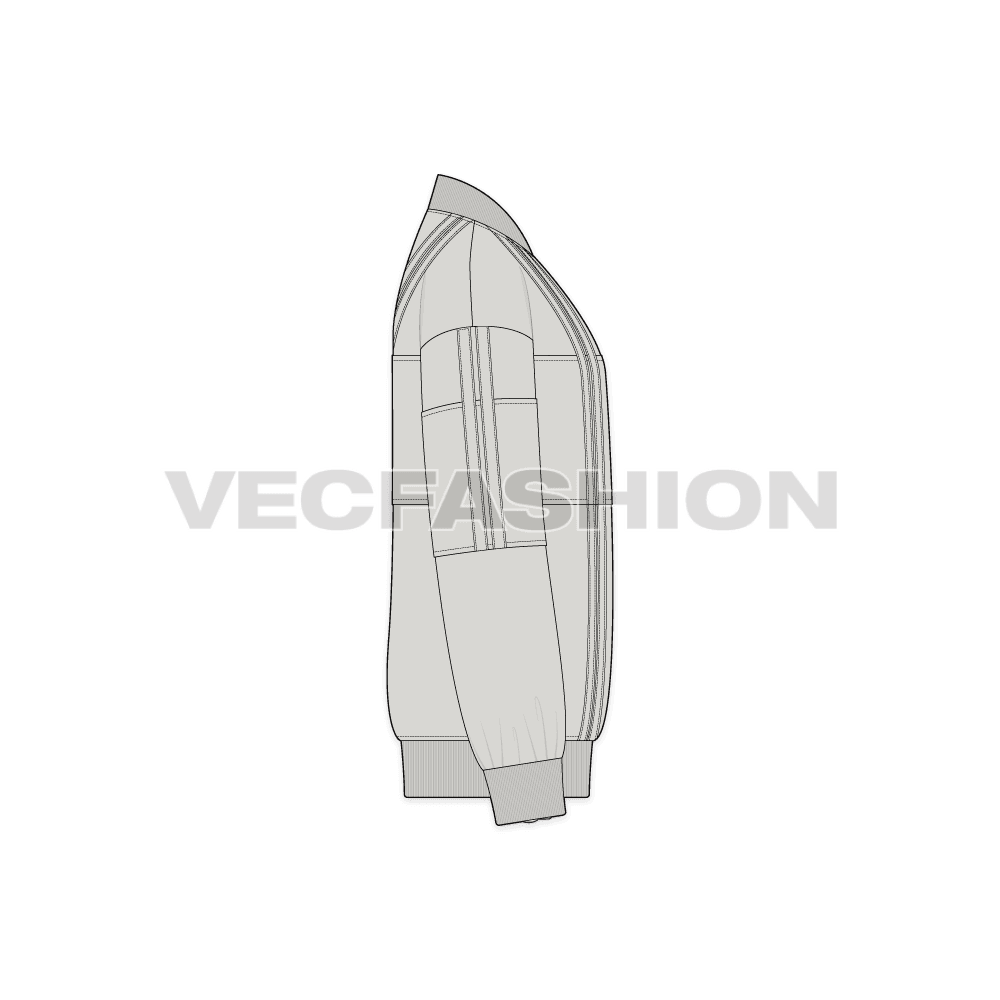 Mens Oversized Jacket Flat Sketch flat sketch, side view