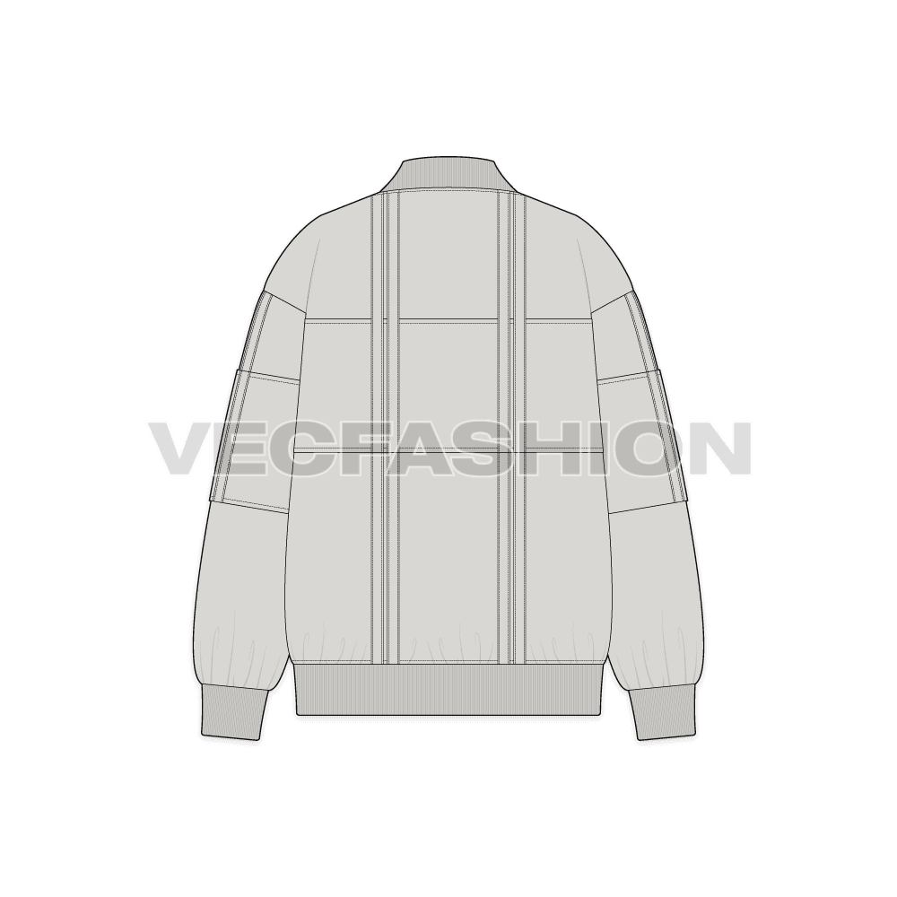 Mens Oversized Jacket Flat Sketch flat sketch, back view
