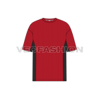 Mens oversized mesh t-shirt flat sketch, front view