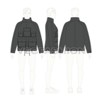 Mens Oversized Parka Jacket flat sketch, croqui sketch