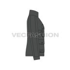 Mens Oversized Parka Jacket flat sketch, side view