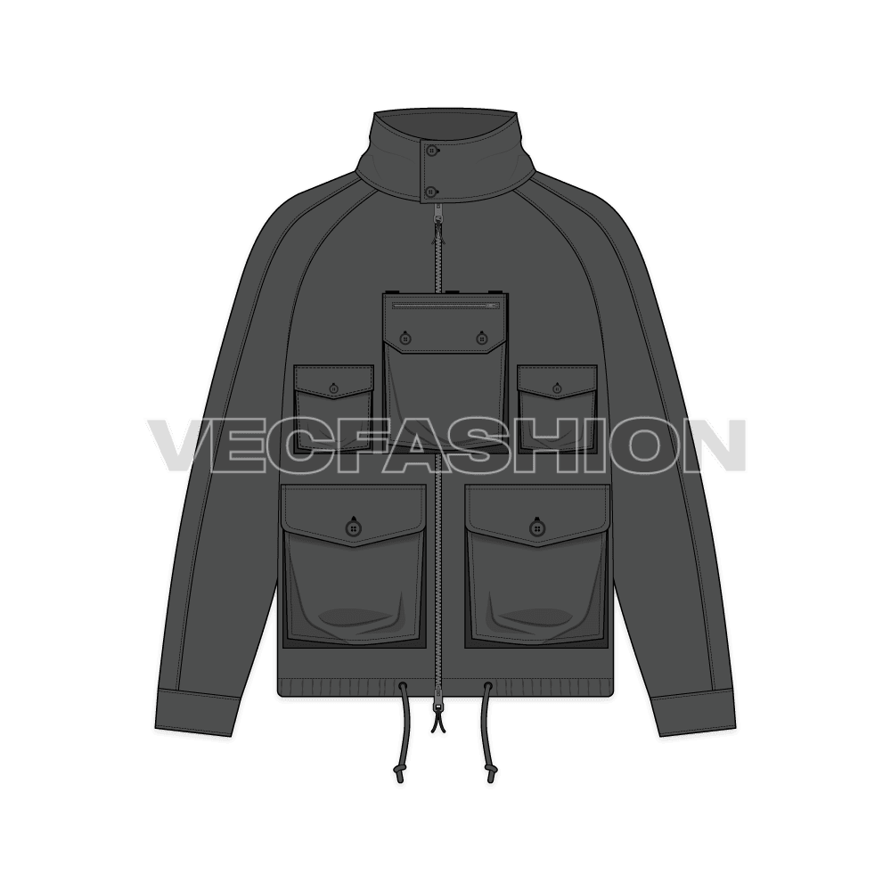 Mens Oversized Parka Jacket front view